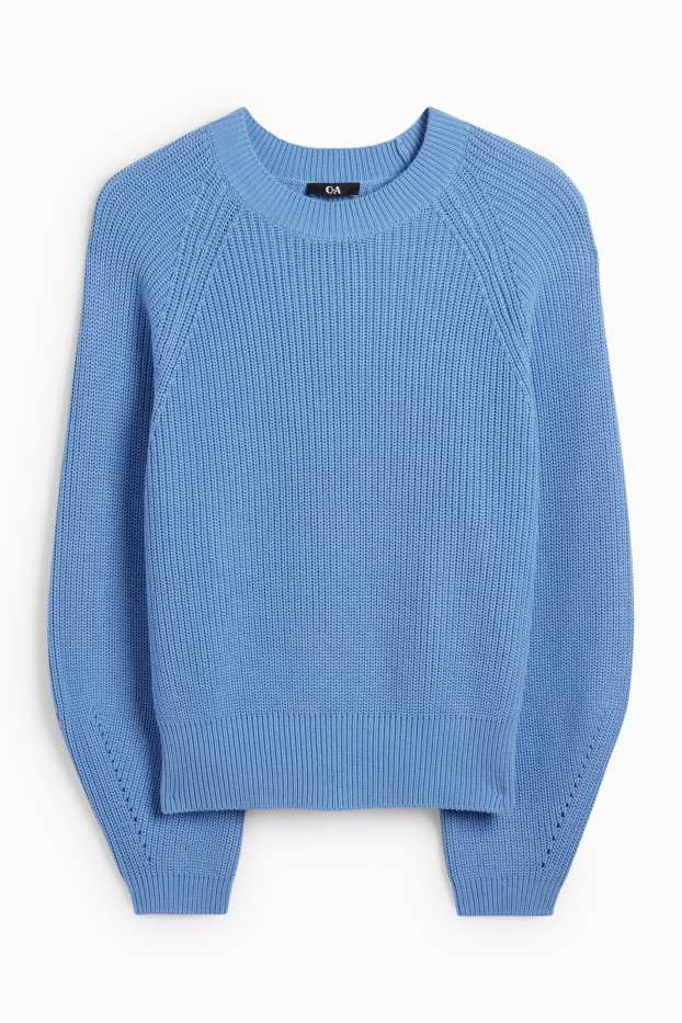 Dámské - Svetr - žebrovaný - světle modrá