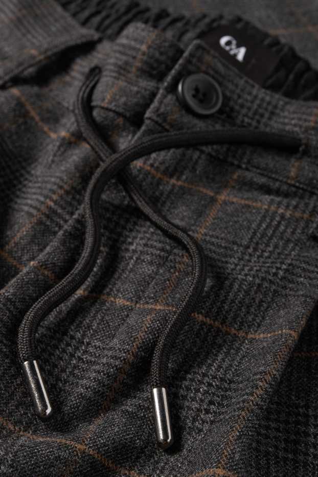 Bărbați - Chino - tapered fit - în carouri - gri închis