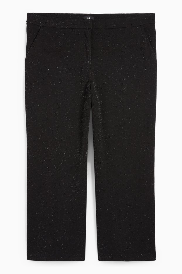 Femei - Pantaloni office - talie înaltă - wide leg - negru