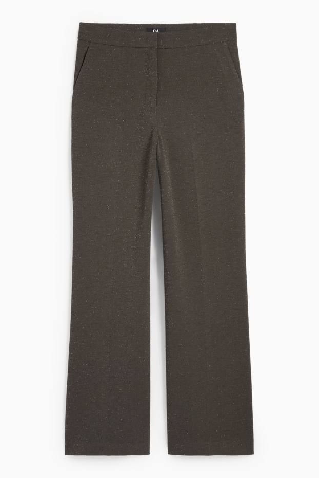 Femei - Pantaloni office - talie înaltă - wide leg - gri închis