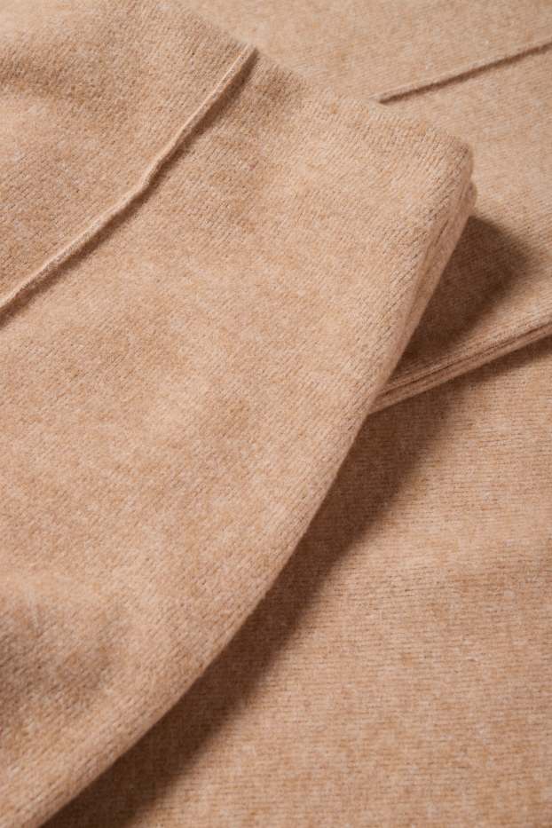 Femei - Pantaloni de trening din tricot - maro deschis
