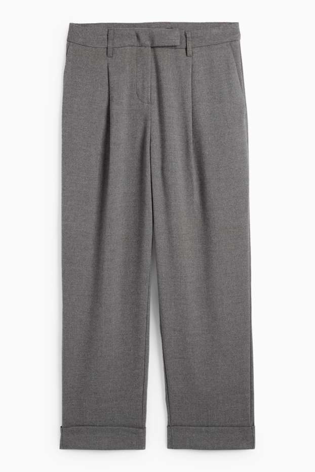 Femei - Pantaloni de stofă - talie medie - straight fit - gri