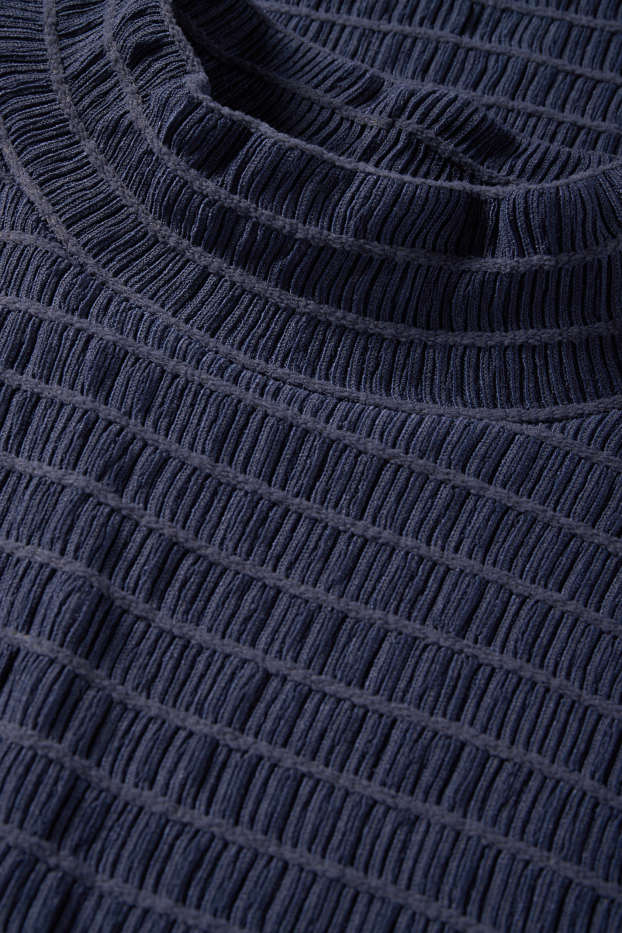 Femmes - Haut à manches longues - regular fit - smocké - bleu foncé