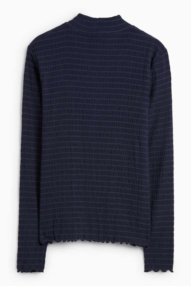 Femmes - Haut à manches longues - regular fit - smocké - bleu foncé