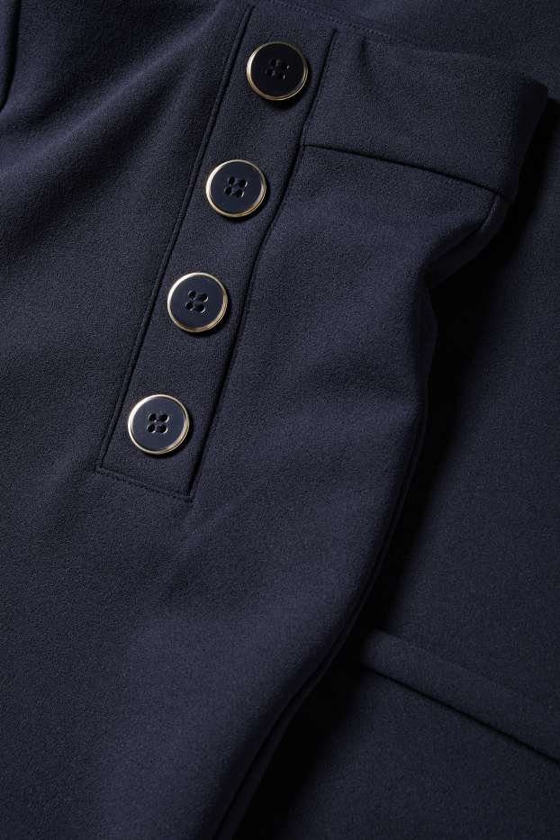 Femei - Pantaloni din jerseu - talie medie - wide leg - albastru închis
