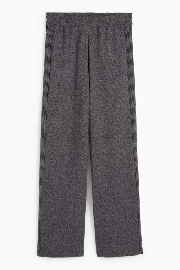 Femei - Pantaloni de trening din tricot - gri închis