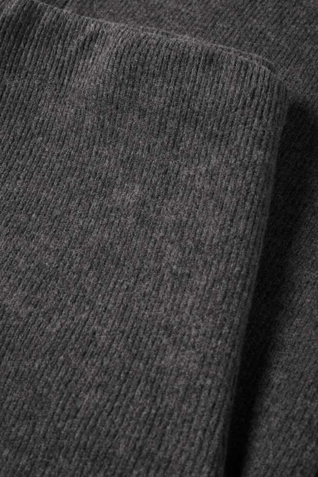 Femei - Pantaloni de trening din tricot - reiați - gri închis