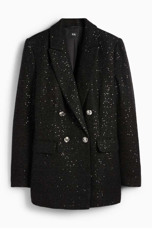Femei - Blazer office cu paiete - regular fit - negru