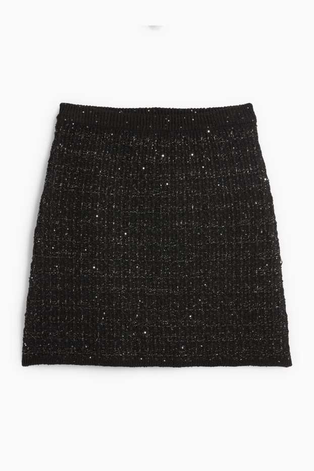 Dámské - Buklé minisukně - strukturovaná - černá