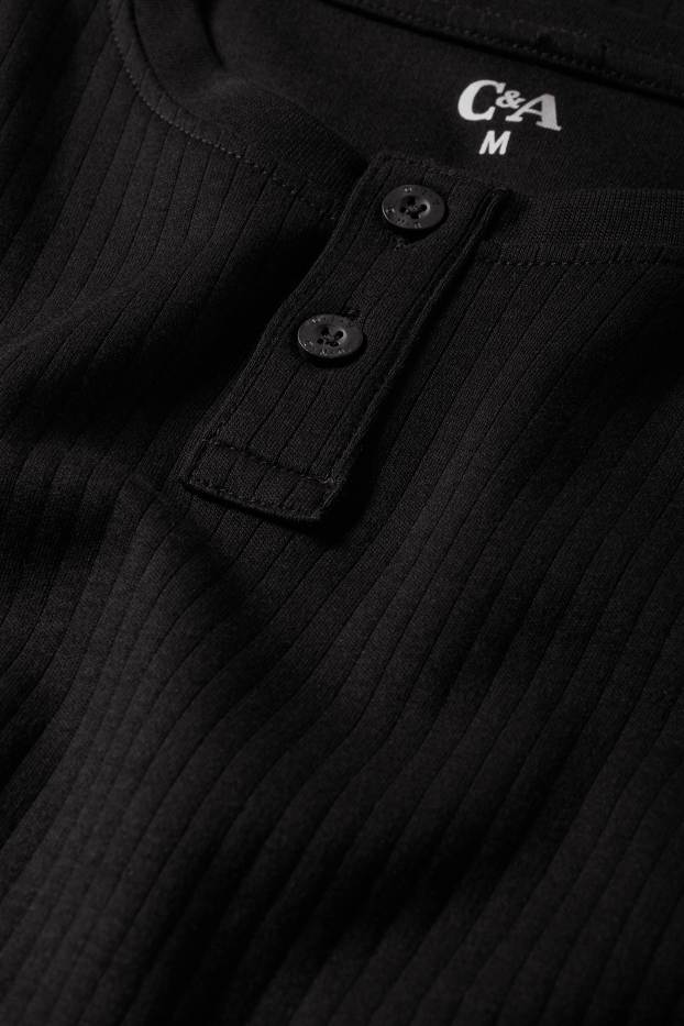 Bărbați - Bluză de corp - reiată - negru
