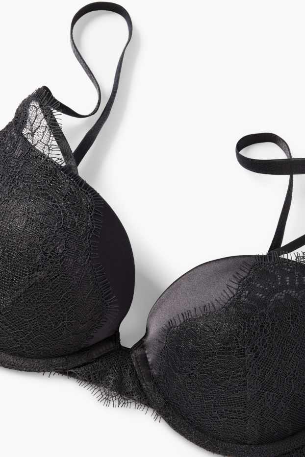 Femei - Sutien cu armătură - PLUNGE - push-up - vătuit - negru