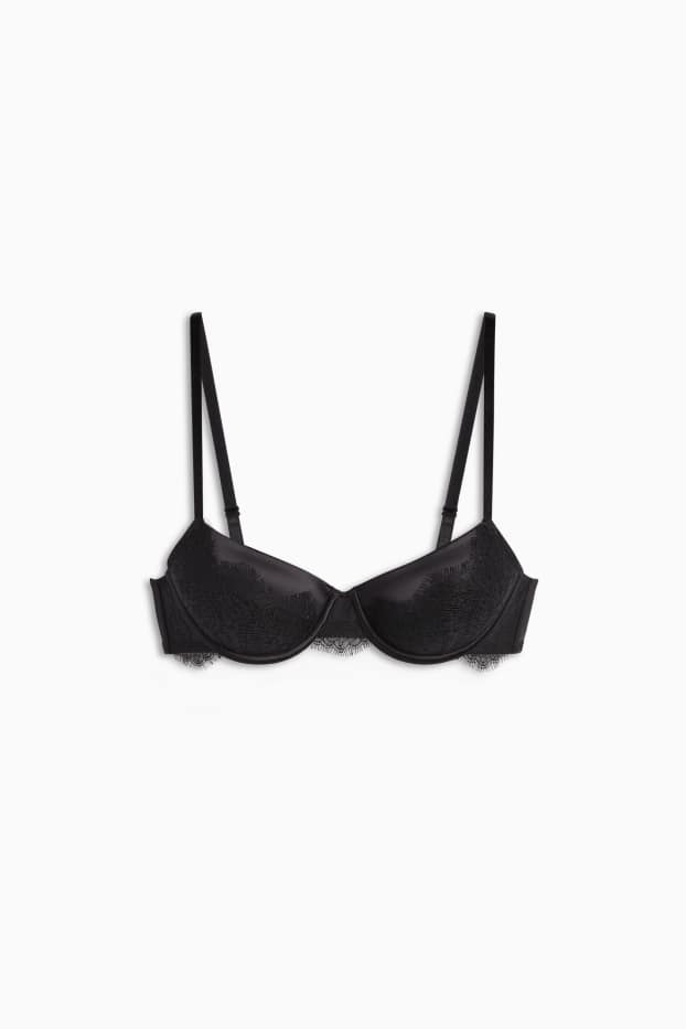 Femei - Sutien cu armătură - DEMI - vătuit - negru