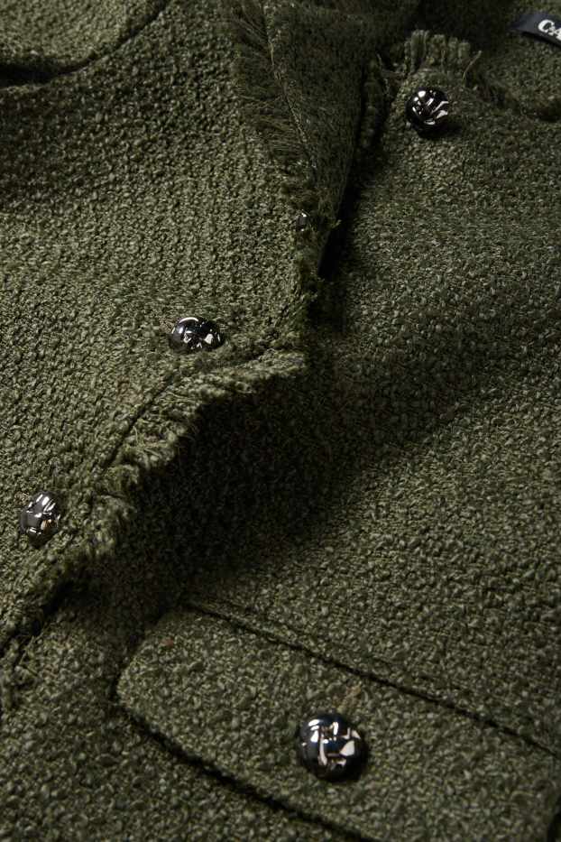 Dámské - Buklé krátký blejzr - regular fit - tmavozelená