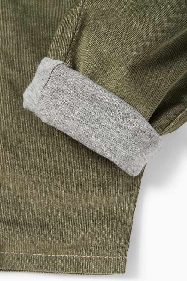 Bebeluși - băieți - Pantaloni din catifea reiată termoizolanți bebeluși - verde închis