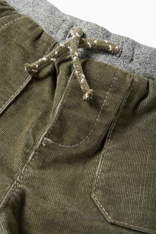 Bebeluși - băieți - Pantaloni din catifea reiată termoizolanți bebeluși - verde închis