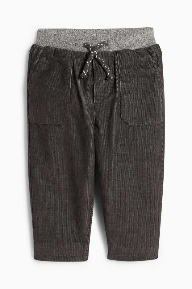 Bebeluși - băieți - Pantaloni din catifea reiată termoizolanți bebeluși - gri închis