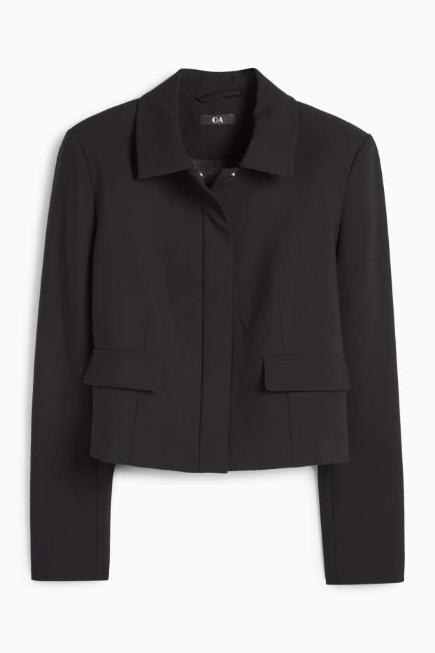 Femei - Blazer crop - cambrat - negru