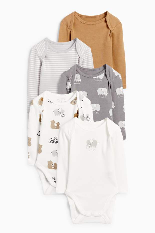 Unisex - Multipack 5 buc. - animale sălbatice - body bebeluși - gri
