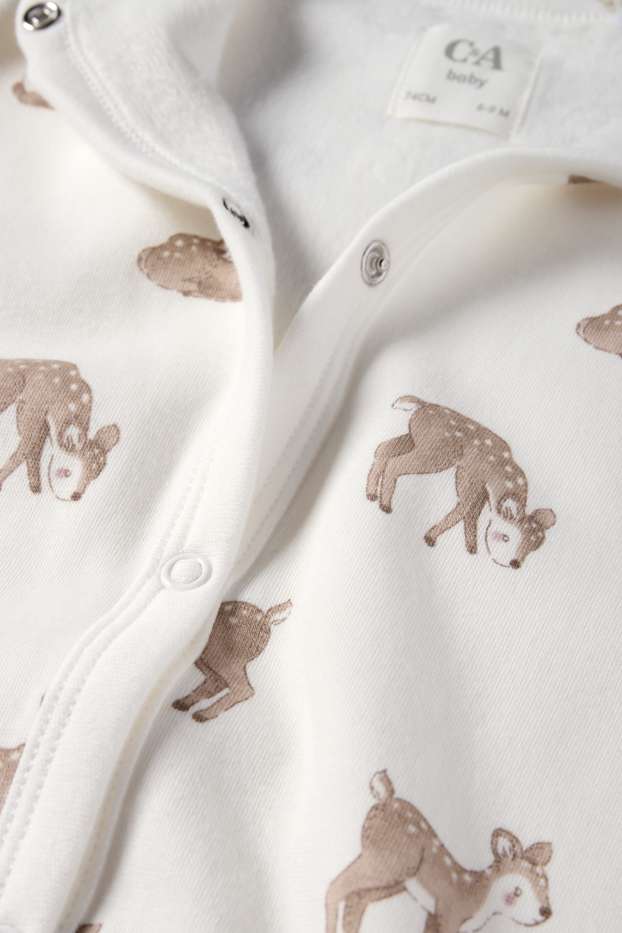 Bebeluși - fete - Căprioară - pijama salopetă bebeluși - alb-crem