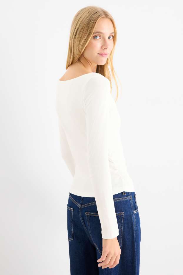 Dames - Longsleeve - slim fit - wit