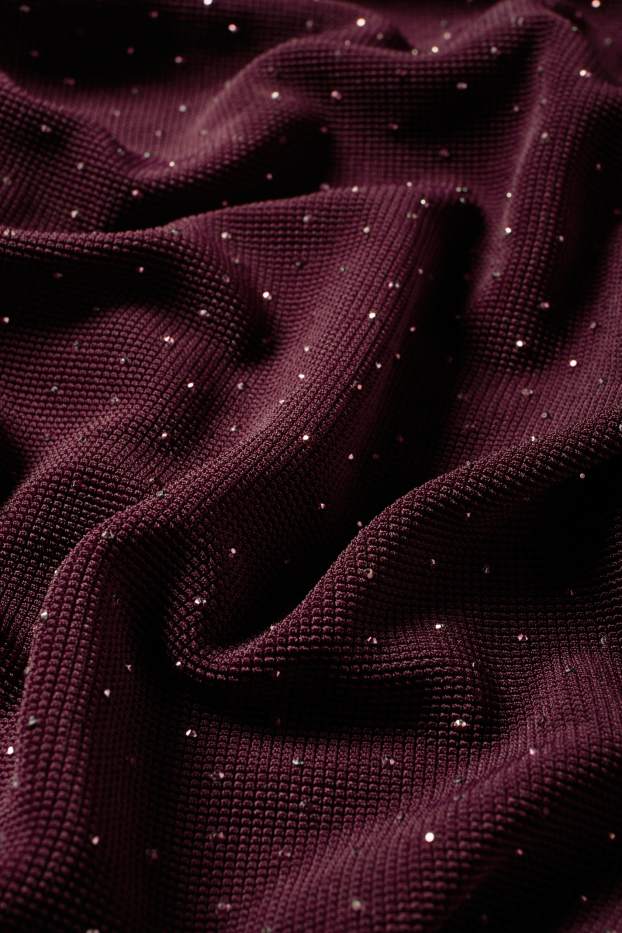 Femei - Rochie bodycon cu ștrasuri - bordo