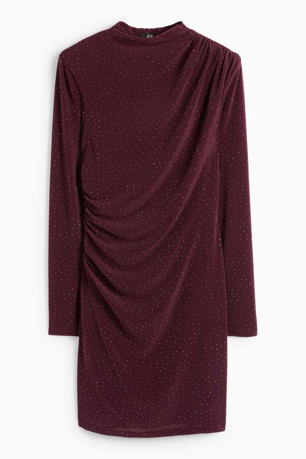 Femei - Rochie bodycon cu ștrasuri - bordo