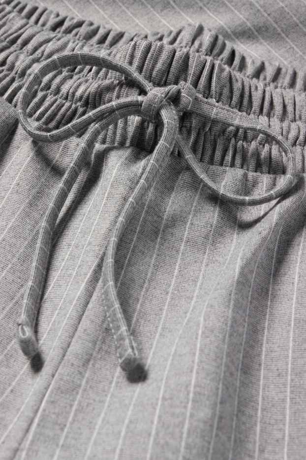 Women - Jersey trousers - high waist - wide leg - pinstripes - gray