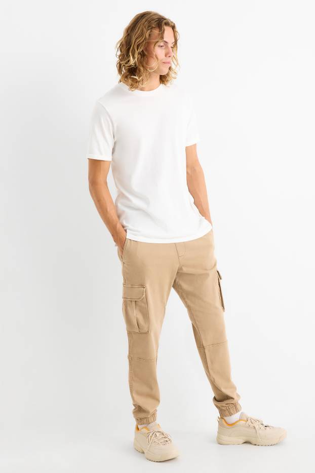 Bărbați - Pantaloni cargo - tapered fit - LYCRA® - taupe