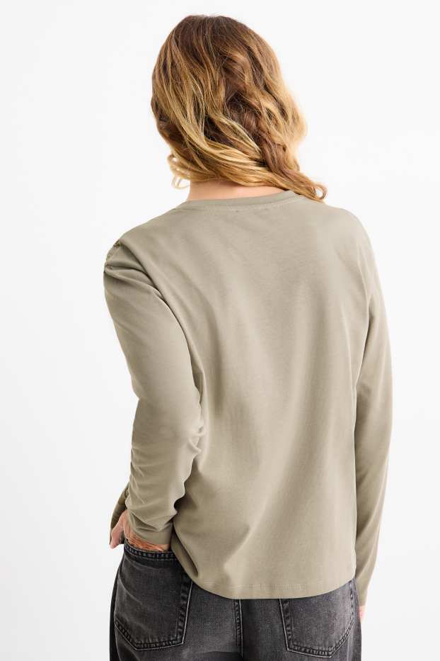 Donna - Maglia a maniche lunghe - a fiori - verde