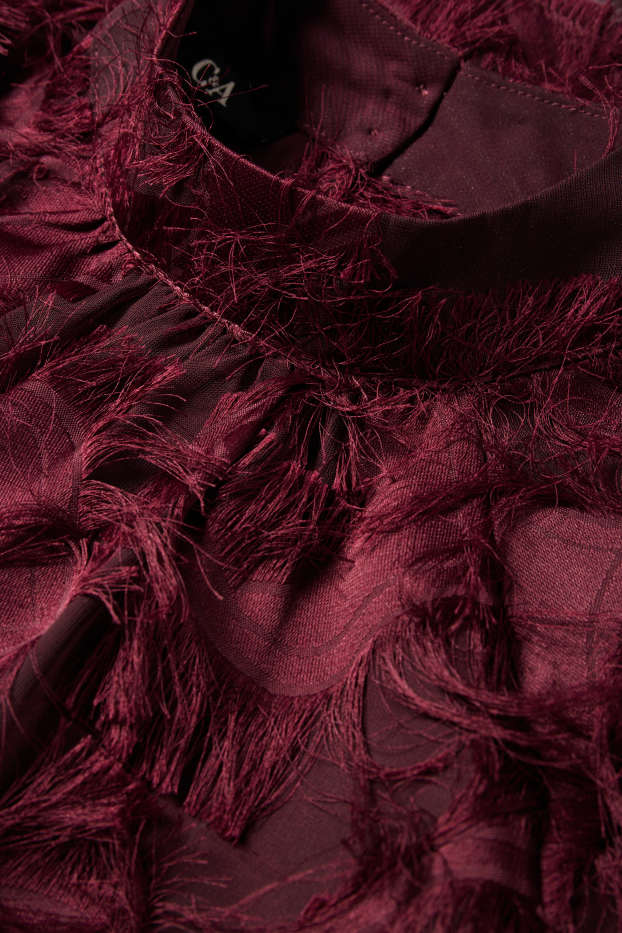 Damen - Fransen-Bluse - bordeaux