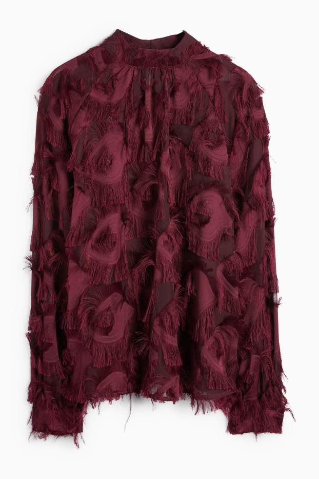 Damen - Fransen-Bluse - bordeaux