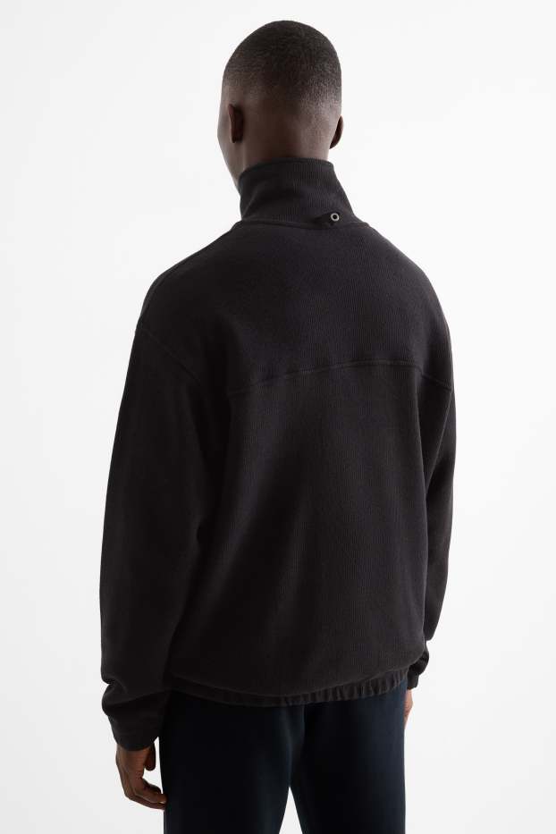 Men - Sweatshirt - ribbed - black