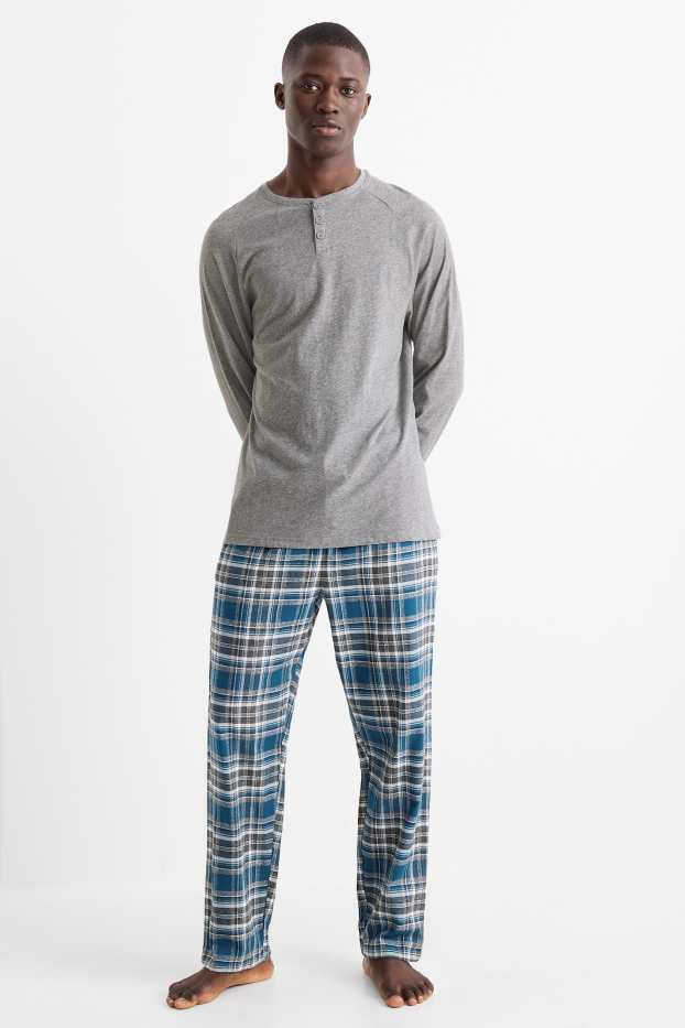 Bărbați - Pijama cu pantaloni din flanel - gri