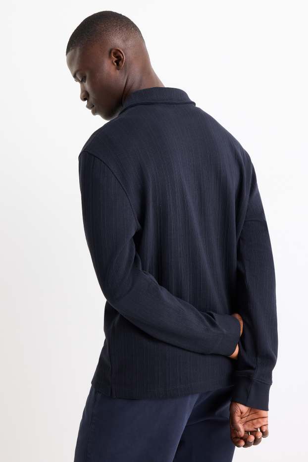 Bărbați - Tricou polo - relaxed fit - structurat - albastru închis