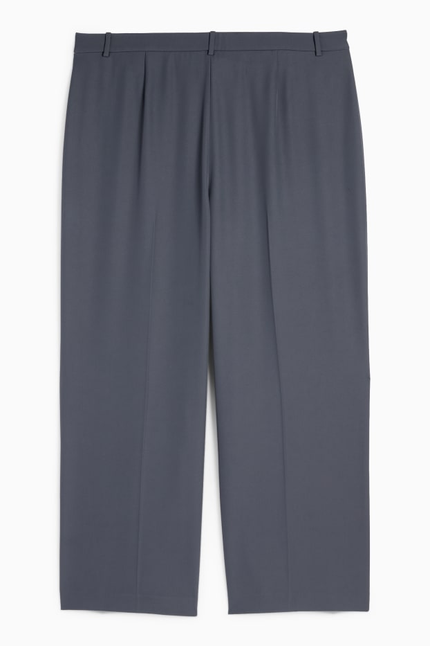 Femei - Pantaloni de stofă - talie înaltă - wide leg - albastru