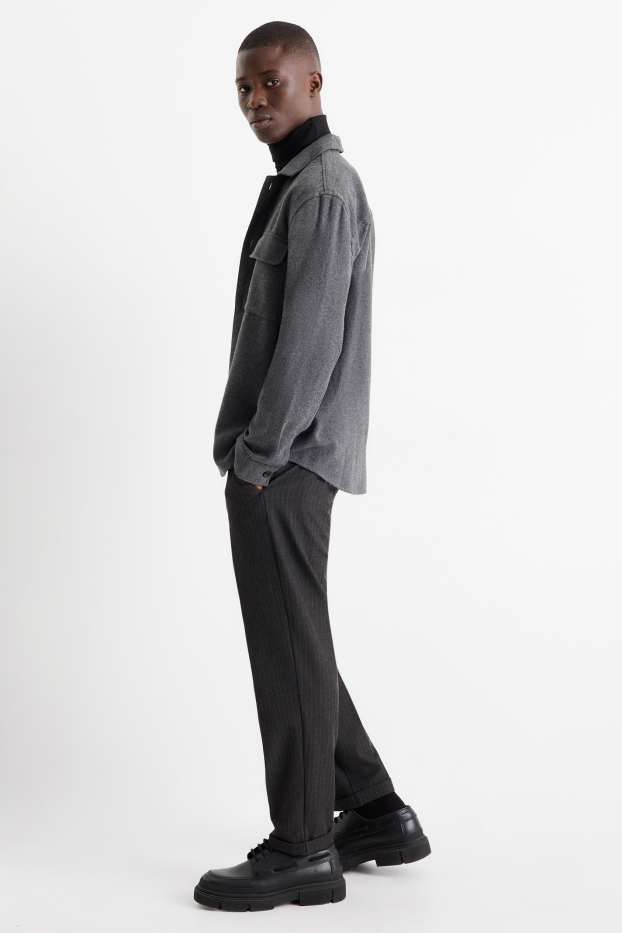 Bărbați - Chino - tapered fit - dungi fine - gri închis