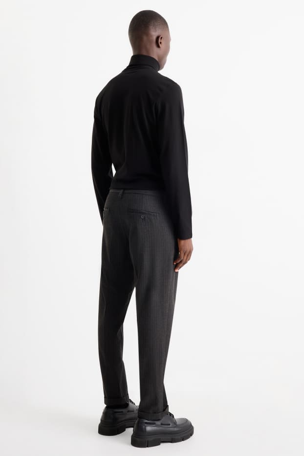 Bărbați - Chino - tapered fit - dungi fine - gri închis