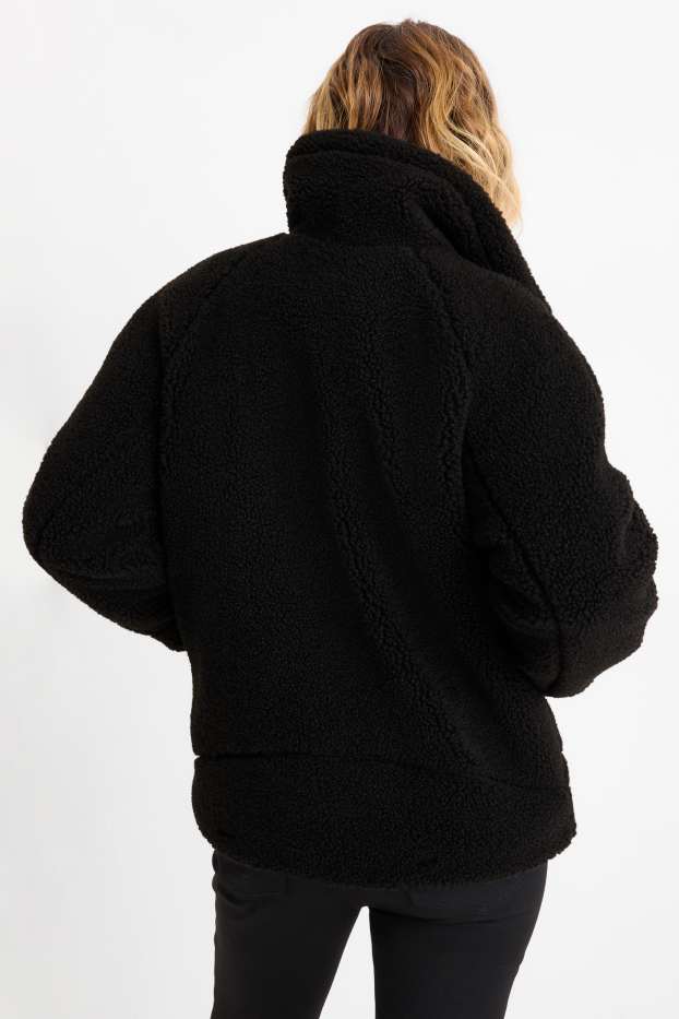 Women - Teddy fur jacket - black