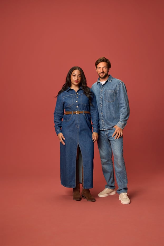 Bărbați - Cămașă din denim - relaxed fit - guler Kent - denim-albastru