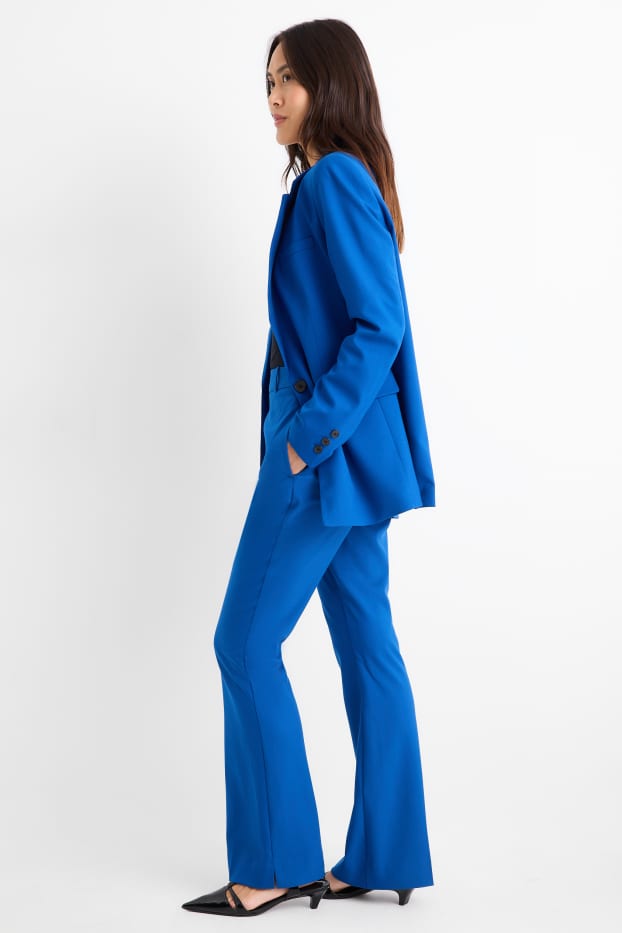 Femei - Pantaloni office - talie înaltă - relaxed fit - structurați - albastru