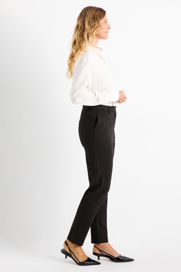 Femei - Pantaloni de stofă - talie înaltă - tapered fit - negru