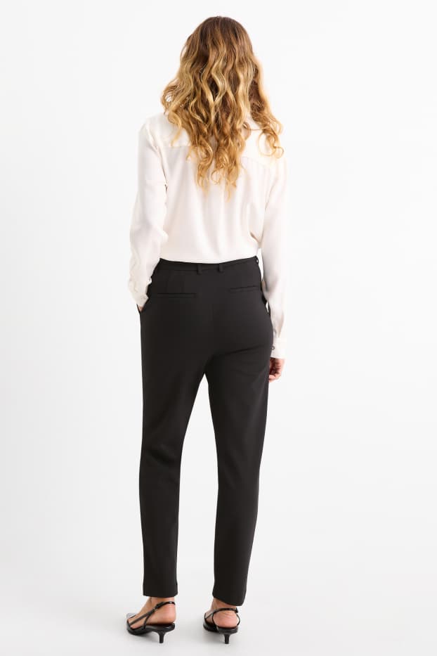 Femei - Pantaloni de stofă - talie înaltă - tapered fit - negru