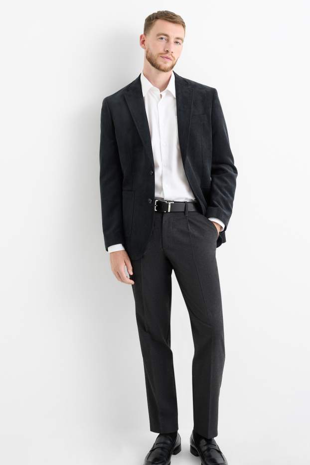 Bărbați - Chino din flanel - tapered fit - albastru închis