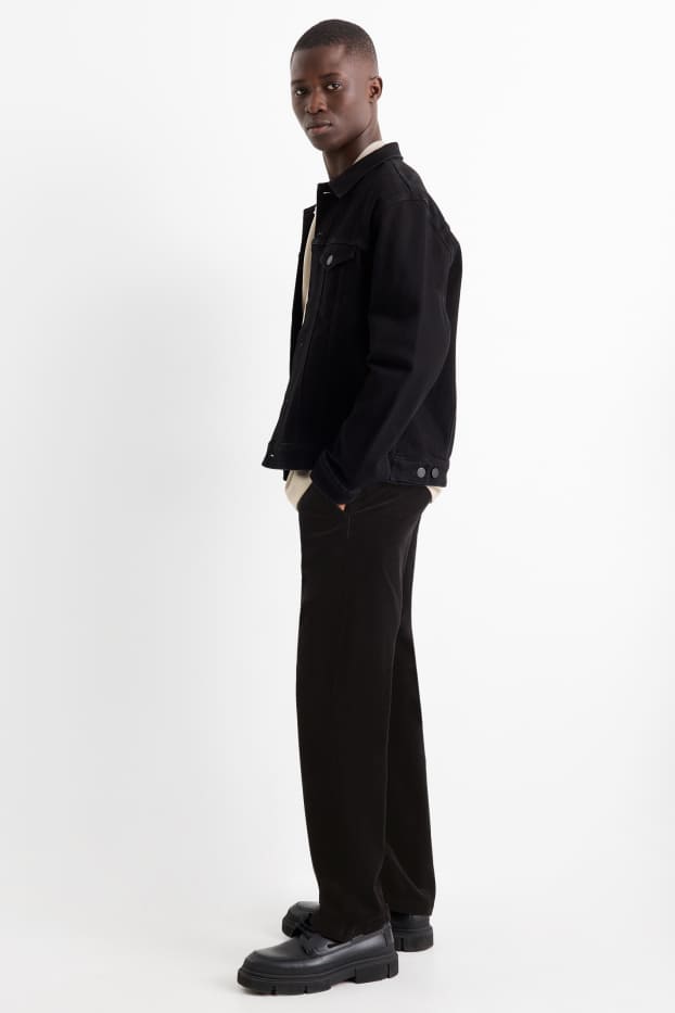 Bărbați - Chino din catifea reiată - regular fit - negru