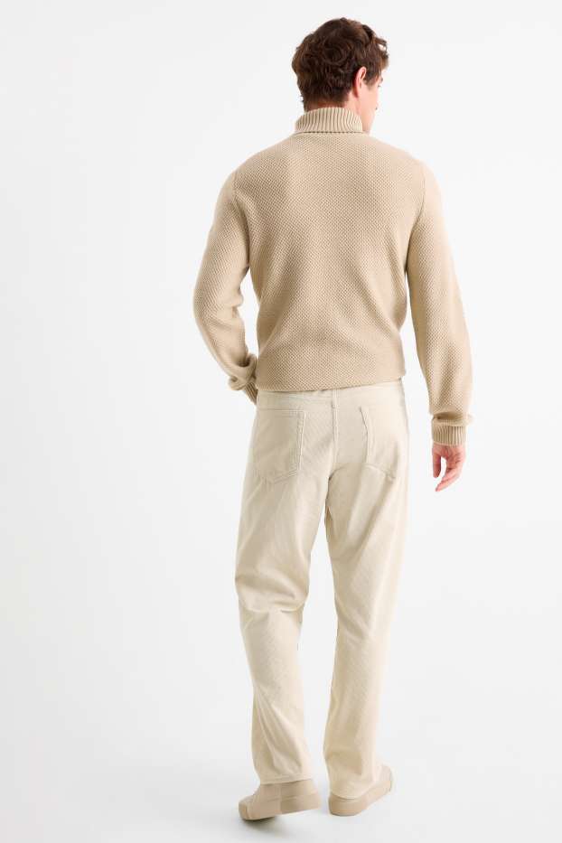 Bărbați - Pantaloni din catifea reiată - relaxed fit - bej deschis
