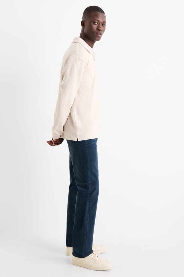 Bărbați - Pantaloni din catifea reiată - regular fit - albastru închis