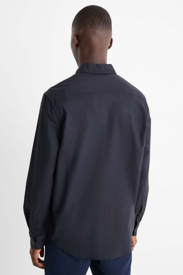 Men - Shirt - regular fit - button-down collar - dark blue