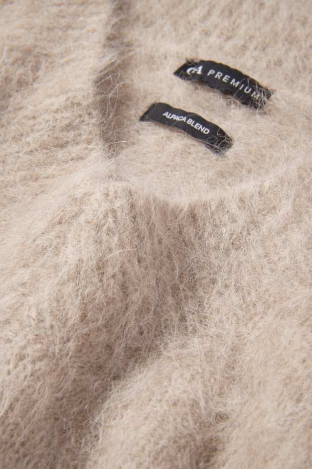 Femei - Pulover - amestec de lână alpaca - bej deschis