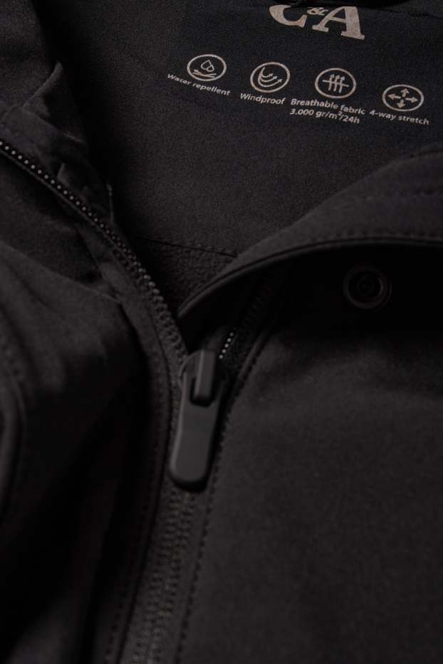 Femei - Geacă softshell cu glugă - rezistentă la apă - 4 Way Stretch - negru