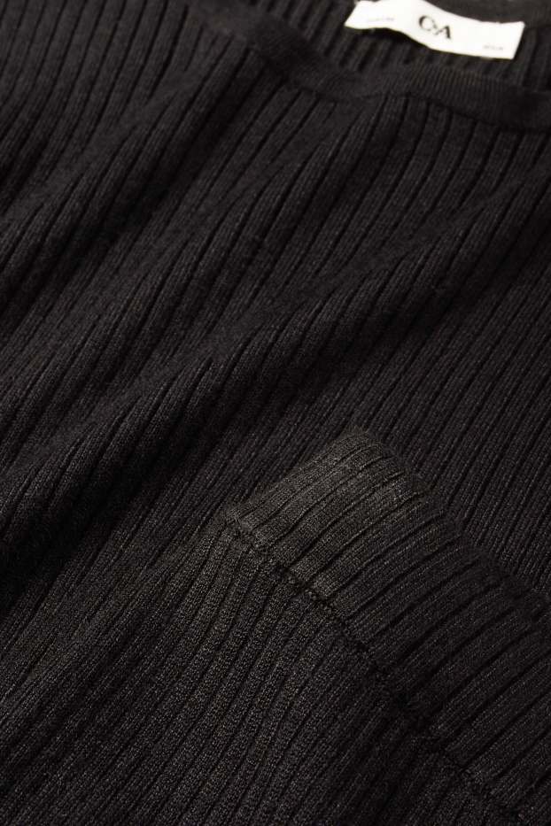 Copii - Fete - Set - tricou cu mânecă lungă și pantaloni din jerseu - reiați - 2 piese - negru